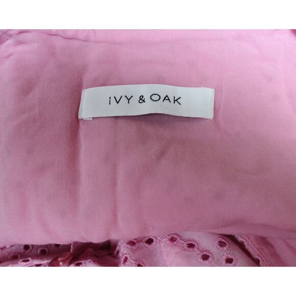 Ivy & Oak Pastel Pink Broderie Anglaise Eyelet Scallop Bell Sleeve Midi Dress 36 - Picture 8 of 9